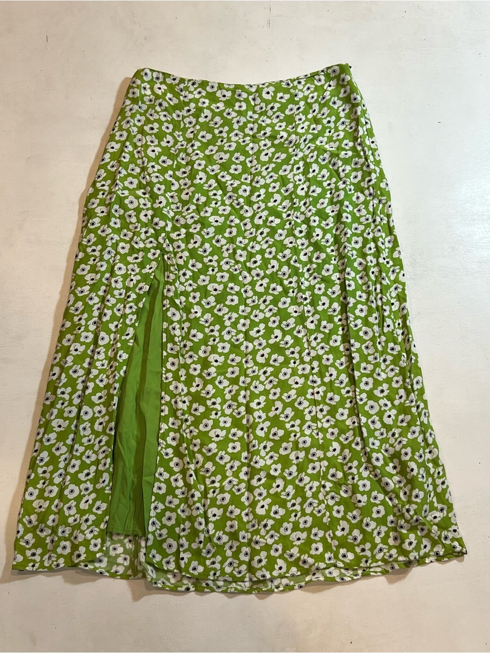Maeve Bright Green Floral A-Line Maxi Skirt
